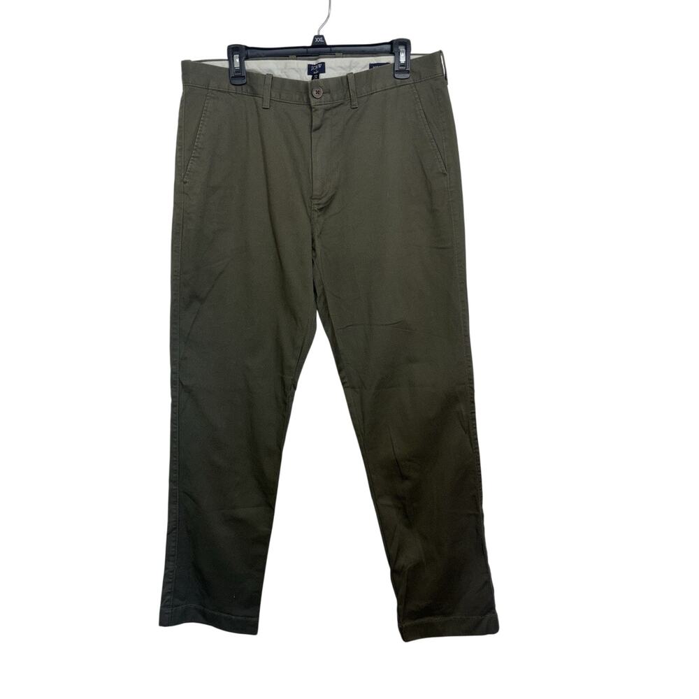 J Crew Men’s Flex Straight Olive Pants Trousers 34x32 Stretch